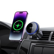 Магнитна стойка за автомобил с MagSafe и безжично зареждане 15W от Tech Protect V4 - Черна