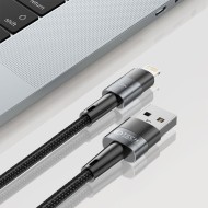 Кабел за зареждане USB-A / Lightning с 12W / 2.4A от Tech-Protect Ultraboost 200см - сив