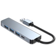 Адаптер 5 в 1 за лаптопи с USB-A вход от Tech Protect V0-HUB Adapter 5 in 1 - Сив