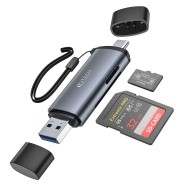 Четец на карти с USB-C / USB-A 3.0 – Tech-Protect UltraBoost - Сив