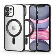 Твърд кейс с MagSafe и протектор за камерата на iPhone 11 от Tech-Protect MagShine - Черен