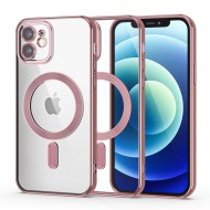 Твърд кейс с MagSafe и протектор за камерата на iPhone 12 от Tech-Protect MagShine - Rose Gold