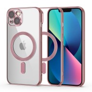 Твърд кейс с MagSafe и протектор за камерата на iPhone 13 от Tech-Protect MagShine - Rose Gold
