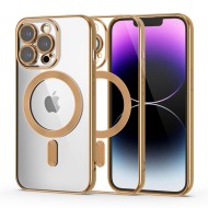Твърд кейс с MagSafe и протектор за камерата на iPhone 14 Pro от Tech-Protect MagShine - Златист