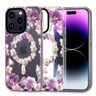 Твърд кейс с MagSafe пръстен за iPhone 14 Pro от Tech-Protect MagMood - Rose Floral