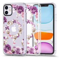 Твърд кейс с MagSafe пръстен за iPhone 11 от Tech-Protect MagMood - Rose Floral