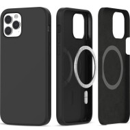 Твърд силиконов кейс с MagSafe за iPhone 12 / 12 Pro от Tech-Protect Silicone - Матово черно