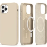 Твърд силиконов кейс с MagSafe за iPhone 12 / 12 Pro от Tech-Protect Silicone - Бежов