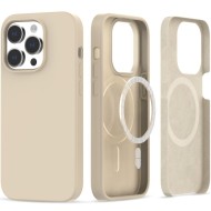 Твърд силиконов кейс с MagSafe за iPhone 14 Pro от Tech-Protect Silicone - Бежов