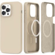 Твърд силиконов кейс с MagSafe за iPhone 14 Pro Max от Tech-Protect Silicone - Бежов