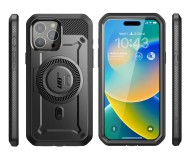 360 градусов калъф с MagSafe и стойка за iPhone 15 Pro от Supcase UB Pro Mag - Черен