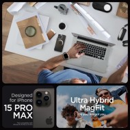 Удароустойчив кейс с MagSafe пръстен за iPhone 15 Pro Max от Spigen Ultra Hybrid Mag - Златист