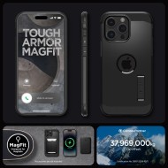 Удароустойчив, твърд кейс с MagSafe за iPhone 15 Pro Max от Spigen Tough Armor Mag - Черен