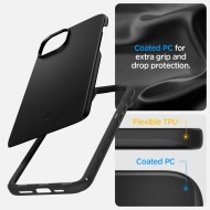 Тънък твърд кейс за iPhone 15 Plus от Spigen Thin Fit - Черен