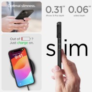 Тънък твърд кейс за iPhone 15 Plus от Spigen Thin Fit - Черен