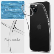 Удароустойчив, силиконов кейс за iPhone 15 Plus от Spigen Liquid Crystal - Прозрачен