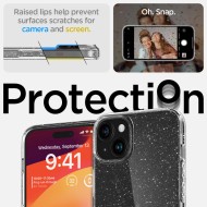 Удароустойчив, силиконов кейс за iPhone 15 Plus от Spigen Liquid Crystal - Glitter Crystal