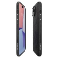 Силиконов кейс за iPhone 15 Plus от Spigen Liquid Air - Черен мат