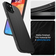 Силиконов кейс за iPhone 15 Plus от Spigen Liquid Air - Черен мат