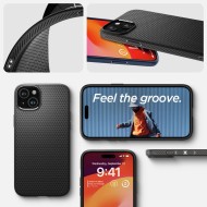 Силиконов кейс за iPhone 15 Plus от Spigen Liquid Air - Черен мат