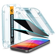 2 броя стъклени протектори за дисплей на iPhone 15 Plus / 16 Plus от Spigen Glas.TR "Ez Fit" - Privacy