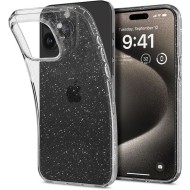 Удароустойчив, силиконов кейс за iPhone 15 Pro Max от Spigen Liquid Crystal - Glitter Crystal