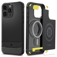Удароустойчив кейс с MagSafe за iPhone 15 Pro от Spigen Rugged Armor Mag - Черен мат