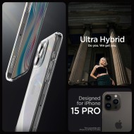 Удароустойчив твърд кейс за iPhone 15 Pro от Spigen Ultra Hybrid - Прозрачен