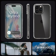 Удароустойчив твърд кейс за iPhone 15 Pro от Spigen Ultra Hybrid - Прозрачен