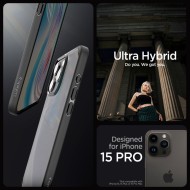 Удароустойчив твърд кейс за iPhone 15 Pro от Spigen Ultra Hybrid - Frost Black