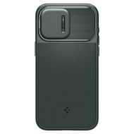 Кейс с капак за камерата за iPhone 15 Pro от Spigen Optik Armor Mag MagSafe - Abyss Green
