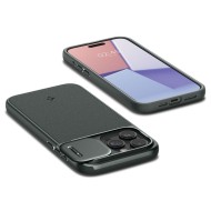Кейс с капак за камерата за iPhone 15 Pro от Spigen Optik Armor Mag MagSafe - Abyss Green