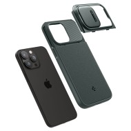Кейс с капак за камерата за iPhone 15 Pro от Spigen Optik Armor Mag MagSafe - Abyss Green