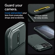 Кейс с капак за камерата за iPhone 15 Pro от Spigen Optik Armor Mag MagSafe - Abyss Green