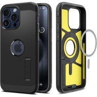 Удароустойчив, твърд кейс с MagSafe за iPhone 15 Pro от Spigen Tough Armor Mag - Черен