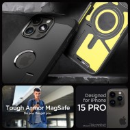 Удароустойчив, твърд кейс с MagSafe за iPhone 15 Pro от Spigen Tough Armor Mag - Черен