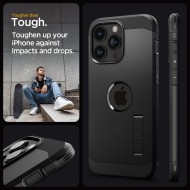 Удароустойчив, твърд кейс с MagSafe за iPhone 15 Pro от Spigen Tough Armor Mag - Черен