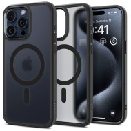 Удароустойчив кейс с MagSafe пръстен за iPhone 15 Pro от Spigen Ultra Hybrid Mag - Матово черно