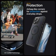 Удароустойчив кейс с MagSafe пръстен за iPhone 15 Pro от Spigen Ultra Hybrid Mag - Матово черно