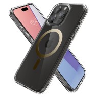 Удароустойчив кейс с MagSafe пръстен за iPhone 15 Pro от Spigen Ultra Hybrid Mag - Златист
