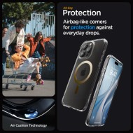 Удароустойчив кейс с MagSafe пръстен за iPhone 15 Pro от Spigen Ultra Hybrid Mag - Златист