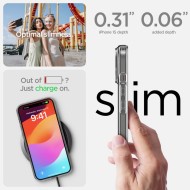 Удароустойчив, силиконов кейс за iPhone 15 от Spigen Liquid Crystal - Прозрачен