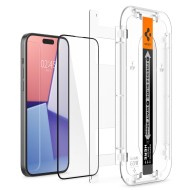Стъклен протектор за дисплей на iPhone 15 Plus от Spigen Glas.TR "Ez Fit" FC - Черен