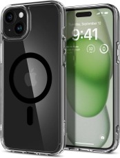 Удароустойчив кейс с MagSafe пръстен за iPhone 15 Plus от Spigen Ultra Hybrid Mag - Черен