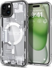 Удароустойчив кейс с MagSafe пръстен за iPhone 15 Plus от Spigen Ultra Hybrid Mag Zero One - Бял