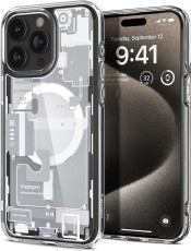 Удароустойчив кейс с MagSafe пръстен за iPhone 15 Pro от Spigen Ultra Hybrid Mag Zero One - Бял