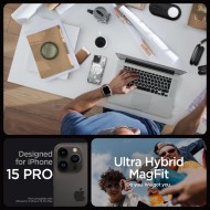 Удароустойчив кейс с MagSafe пръстен за iPhone 15 Pro от Spigen Ultra Hybrid Mag Zero One - Бял