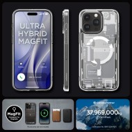 Удароустойчив кейс с MagSafe пръстен за iPhone 15 Pro от Spigen Ultra Hybrid Mag Zero One - Бял