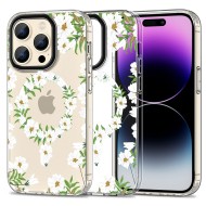 Твърд кейс с MagSafe пръстен за iPhone 15 Pro Max от Tech-Protect MagMood - White Daisy