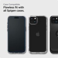 2 броя протектори за дисплей на iPhone 15 Plus от Spigen ALM Glass FC - Черни